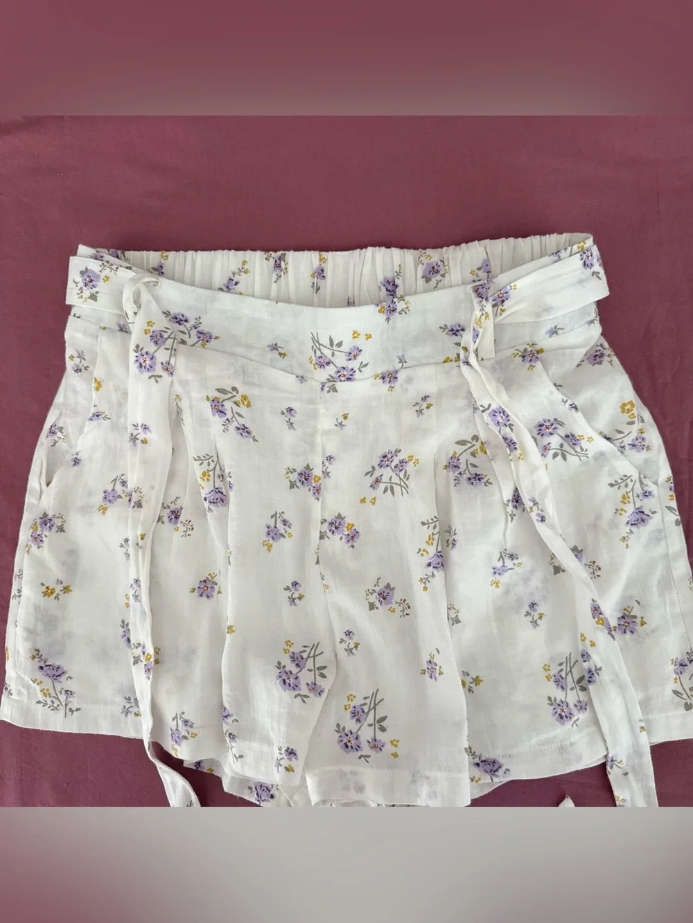LA Hearts PacSun Ditsy Floral Cotton Tie Waist Lined Shorts Pockets Size S